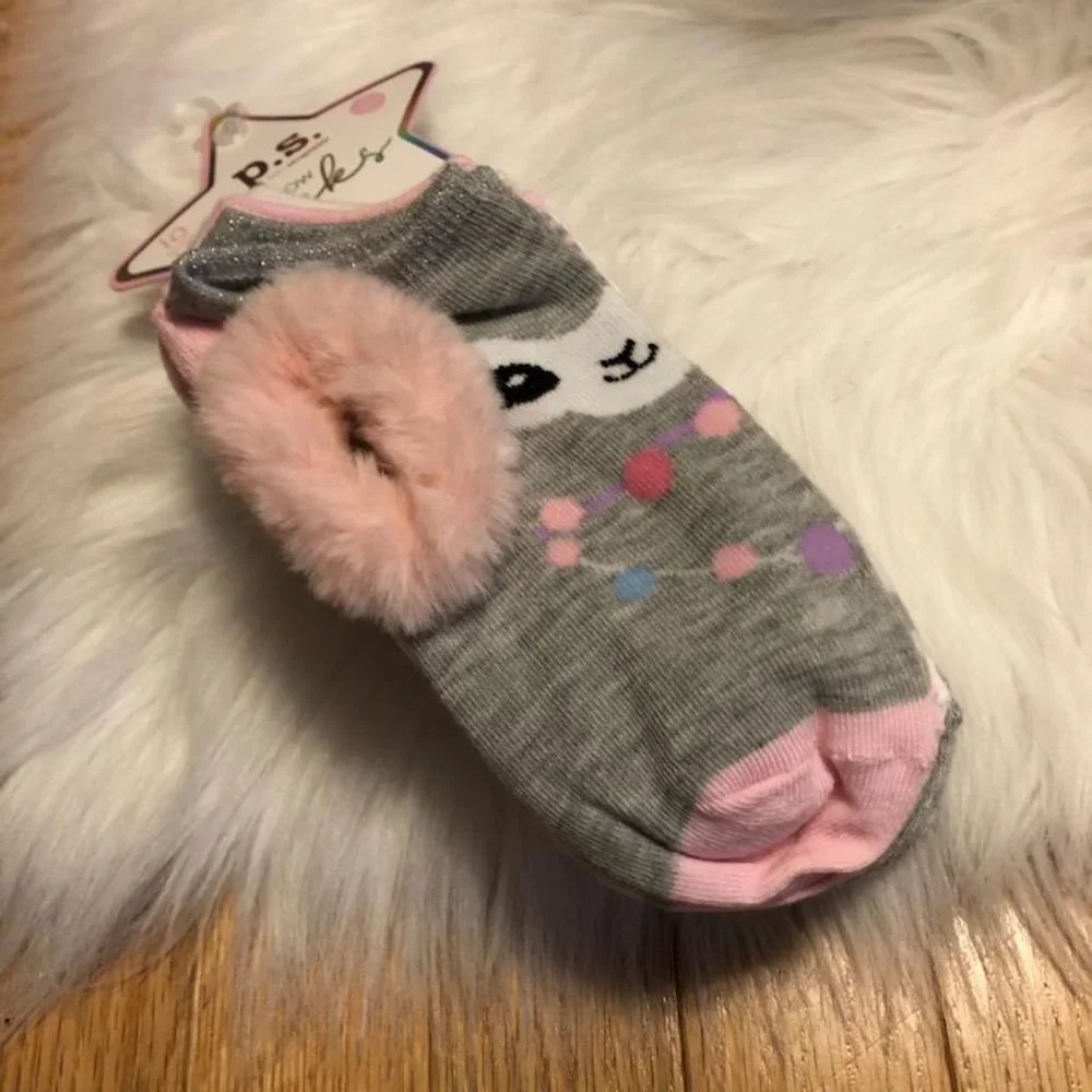Aeropostale Llama Socks & 1 Faux Fur Scrunchie